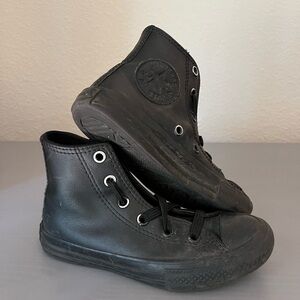Kids Monochrome Leather Chuck Taylors